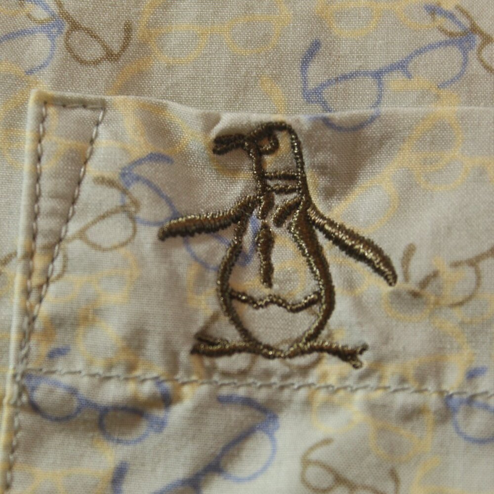 Original Penguin Shirt Mens Large Slim Fit Long Sleeve Eyeglasses Print - Picture 3 of 5
